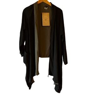 Coco Carmen Reversible Convertible Style wear 4 ways Cardigan Black Gray S/M NWT